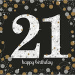 Amscan Happy Birthday Gold 21 szalvéta 16 db-os 33*33 cm (DPA9900564) - eking