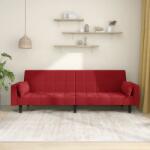 vidaXL Canapea extensibilă cu 2 locuri, 2 perne, roșu vin, catifea (337518) Canapea