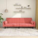 vidaXL Canapea extensibilă cu 2 locuri, 2 perne, roz, catifea (337517) Canapea