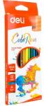 Deli Színes ceruzakészlet, háromszögletű, DELI Color Run, 12 különböző szín (DEC00100)