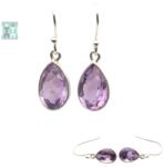  Cercei Ametist patrat fatetat 9x9x16 mm cu argint 925 aurit pentru relaxare 1 pereche