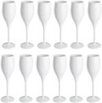  Set 12 pahare Sampanie, evenimente, Albe, policarbonat, 140 ml Pahar