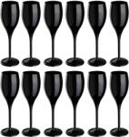  Set 12 pahare Sampanie, evenimente, Negre, policarbonat, 140 ml Pahar
