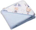 Baby Nellys Prosop termic pentru copii cu glugă Baby Nellys, Zburător animale, 100 x 100 cm, albastru