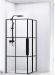 Belform Infinity 27CB1814 szögletes zuhanyparaván, 2 tolóajtó, 6mm üveg, fekete csíkokkal, matt fekete profil, 80x80x200 cm (27CB1814)