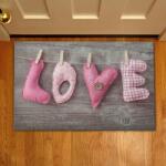 Oyo home Bejárati szőnyeg Pink Love Oyo Home, 58x38 cm, 100% poliészter