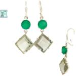  Cercei din Prasiolit - Onix Verde cu Argint 925 - 45x17x6 mm - 1 Pereche