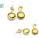  Cercei din Cuart Lemon Disc Fatetat cu Argint 925 - 48x16x7 mm - 1 Pereche