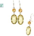  Cercei din Cuart Lemon - Citrin cu Argint 925 - 48x12x8 mm - 1 Pereche