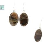  Cercei din Jasp Maro cu Argint 925 - 33x11x3 mm - 1 Pereche