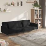vidaXL Canapea extensibilă cu 2 locuri, 2 perne, negru, textil (337429) Canapea