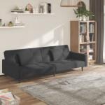 vidaXL Canapea extensibilă cu 2 locuri, 2 perne, gri închis, textil (337428) Canapea