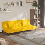 vidaXL Canapea extensibilă cu 2 locuri, 2 perne, galben, catifea (337447) Canapea