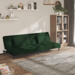 vidaXL Canapea extensibilă cu 2 locuri, 2 perne, verde închis, catifea (337442) Canapea