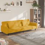 vidaXL Canapea extensibilă cu 2 locuri, 2 perne, galben, textil (337435) Canapea