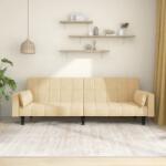 vidaXL Canapea extensibilă cu 2 locuri, 2 perne, crem, catifea (337522) Canapea