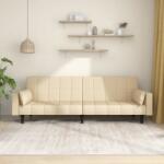 vidaXL Canapea extensibilă cu 2 locuri, 2 perne, crem, textil (337492) Canapea