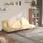 vidaXL Canapea extensibilă cu 2 locuri, 2 perne, crem, catifea (337449) Canapea