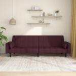 vidaXL Canapea extensibilă cu 2 locuri, 2 perne, violet, textil (337500) Canapea