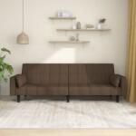 vidaXL Canapea extensibilă cu 2 locuri, 2 perne, maro, textil (337493) Canapea