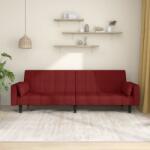 vidaXL Canapea extensibilă cu 2 locuri, 2 perne, roșu vin, textil (337498) Canapea