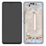Samsung A536 Galaxy A53 5G Előlap keret+LCD Kijelző+Érintőüveg, Kék (GH82-28024C, GH82-28025C) Gyári, Service Pack