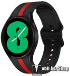  Okosóra szíj - FEKETE / PIROS - szilikon - 125mm+85mm hosszú, 20mm széles - SAMSUNG Galaxy Watch4 Classic 46mm (SM-R890) / Watch4 Classic 42mm (SM-R880) / Watch4 44mm (SM-R870) / Watch4 40mm (SM-R860)