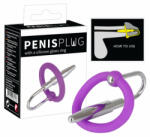 You2Toys Penis Plug + Silicone Glans Ring - szilikon makk gyűrű húgycsőkúppal (lila-ezüst)