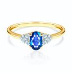 SAVICKI Inel de logodnă SAVICKI: aur, safir albastru, diamante - savicki - 5 412,00 RON