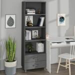 vidaXL Dulap înalt „HAMAR gri închis, 60x35x180 cm, lemn masiv de pin (340490) Comoda