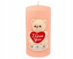 ARTMAN Lumânare decorativă 7x14 cm, Teddy bear, cilindru roz - Artman