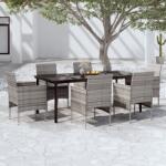 vidaXL Set de servit masa pentru grădină, 7 piese, gri și negru (3099291)