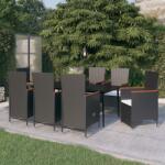 vidaXL Set mobilier pentru grădină cu perne, 9 piese, negru (3099468) - vidaxl