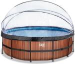 EXIT Toys Piscină cu prelată filtrare pentru nisip și o pompă de căldură Wood pool brown Exit Toys construcție rotundă din metal 488*122 cm maro de la 6 ani ET30671610 (ET30671610) Piscina