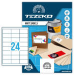 Tezeko 66*33, 8 mm Tezeko A4 íves etikett címke (TZ-A4-0066)