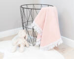 Baby Nellys Muslină de lux cu un singur strat pătură BOHO cu franjuri, 75 x 100 cm, roz Lenjerii de pat bebelusi‎, patura bebelusi