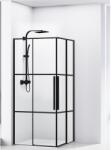 Belform Infinity 27CB1914 négyzet alakú zuhanyparaván, 2 tolóajtó, 6 mm-es üveg, fekete csíkokkal, matt fekete profil, 90x90x200 cm (27CB1914)