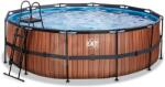EXIT Toys Medence homokszűrős vízforgatóval Wood pool Exit Toys kerek acél medencekeret 450*122 cm barna 6 évtől (ET30271510)