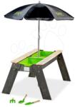 EXIT Toys Homokozó asztal homokra és vízre cédrusból Aksent sand&water table Deluxe Exit Toys nagy fedéllel napernyővel és kerti szerszámokkal (ET52050545)