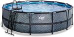EXIT Toys Medence homokszűrős vízforgatóval Stone pool Exit Toys kerek acél medencekeret 488*122 cm szürke 6 évtől (ET30271600)