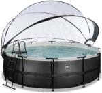 EXIT Toys Medence búrával homokszűrős vízforgatóval és hőszivattyúval Black Leather pool Exit Toys kerek acél medencekeret 488*122 cm fekete 6 évtől (ET30671620)