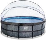 EXIT Toys Medence búrával és homokszűrős vízforgatóval Stone pool Exit Toys kerek acél medencekeret 488*122 cm szürke 6 évtől (ET30471600)