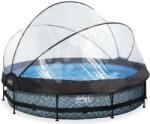 EXIT Toys Medence búrával és szivattyúval Stone pool Exit Toys kerek acél medencekeret 360*76 cm szürke 6 évtől (ET30321200)