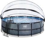 EXIT Toys Medence búrával homokszűrős vízforgatóval és hőszivattyúval Stone pool Exit Toys kerek acél medencekeret 488*122 cm szürke 6 évtől (ET30671600)