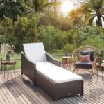 vidaXL Polyrattan napozóágy párnával fekete/krém (317179)
