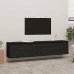 vidaXL Dulapuri de perete 2 buc. negru 80x30x35 cm lemn masiv de pin (813464) Raft