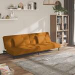 vidaXL Canapea extensibilă cu 2 locuri, 2 perne, maro, catifea (337448) Canapea