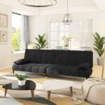 vidaXL Canapea extensibilă cu 2 locuri, negru, catifea (337577) Canapea