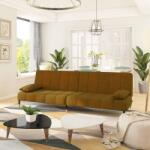 vidaXL Canapea extensibilă cu 2 locuri, maro, catifea (337579) Canapea