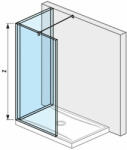 Jika Cubito Pure L üvegfal, profillal és támasszal, ezüst/átlátszó üveg, 140x80 cm ( H2694250026681 ) (H2694250026681)